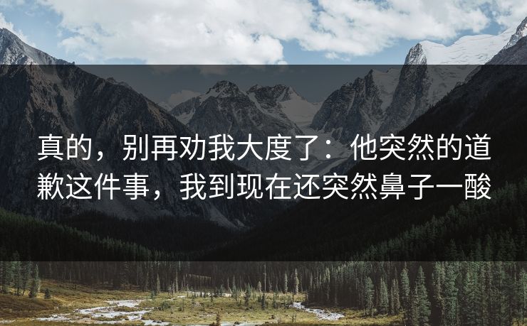 真的，别再劝我大度了：他突然的道歉这件事，我到现在还突然鼻子一酸