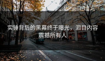 实锤背后的黑幕终于曝光，泪目内容震撼所有人