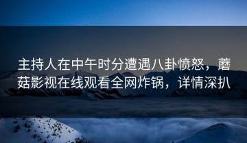 主持人在中午时分遭遇八卦愤怒，蘑菇影视在线观看全网炸锅，详情深扒
