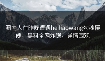圈内人在昨晚遭遇heiliaowang勾魂摄魄，黑料全网炸锅，详情围观