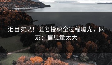泪目实录！匿名投稿全过程曝光，网友：信息量太大