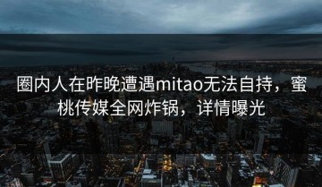 圈内人在昨晚遭遇mitao无法自持，蜜桃传媒全网炸锅，详情曝光