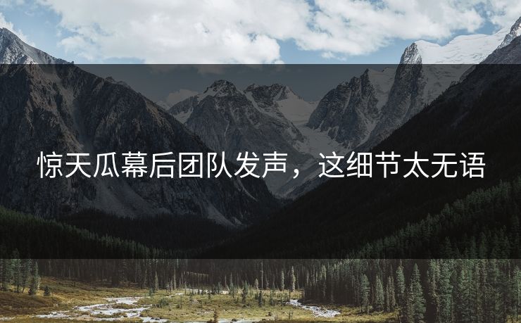 惊天瓜幕后团队发声，这细节太无语