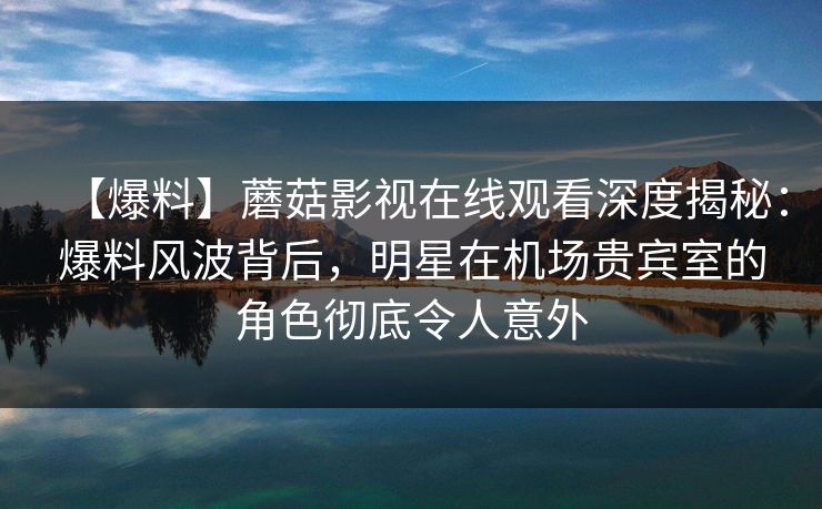 【爆料】蘑菇影视在线观看深度揭秘:爆料风波背后,明星在机场贵宾室的角色彻底令人意外 【爆料】蘑菇影视在线观看深度揭秘:爆料风波背后,明星在机场贵宾室的角色彻底令人意外